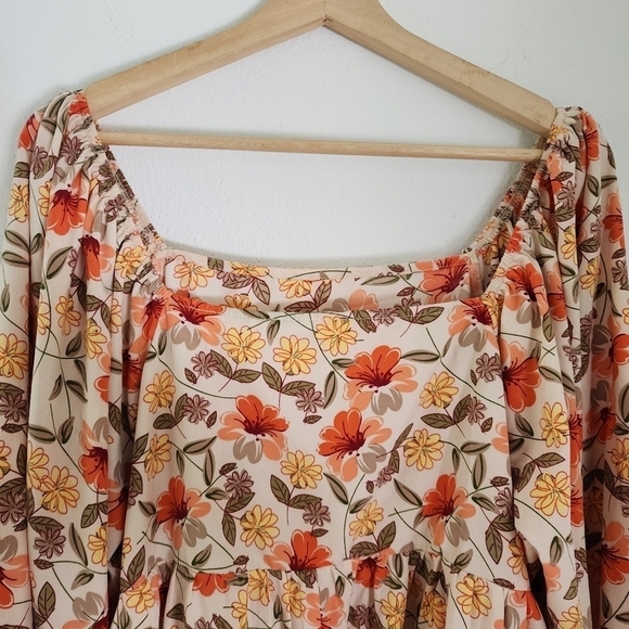 2/$20 SHEIN Curve Plus Floral Print Lantern Sleeve Peplum Hem Blouse Size 1X - Picture 12 of 12